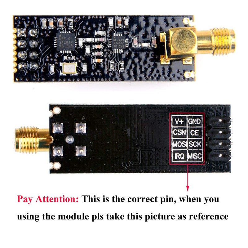 MakerFocus 2pcs nRF24L01+PA+LNA Wireless Transceiver RF Transceiver Module 2.4G 1100m with SMA Antenna for Arduino - Image 3